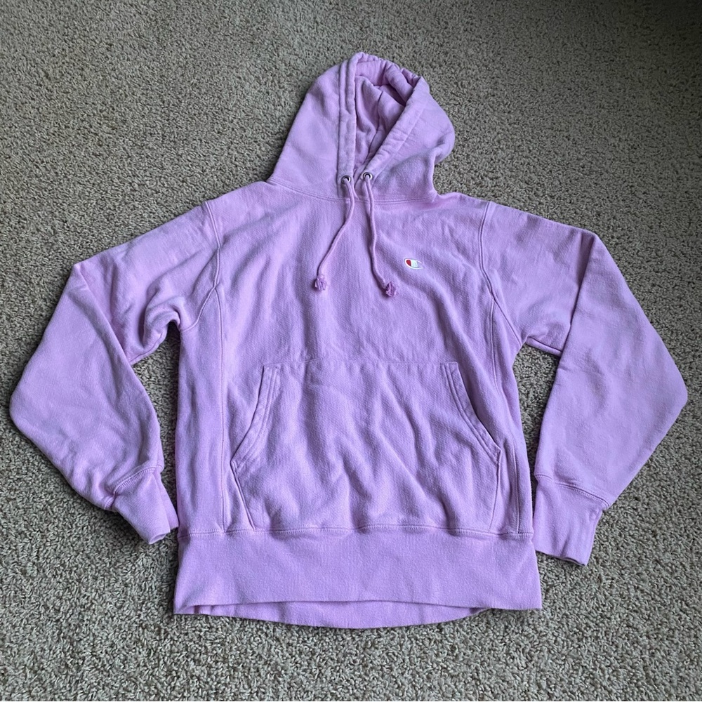 Pink Champion reverse weave hoodie size small